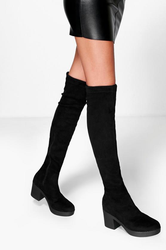 Lara Cleated Stretch Over The Knee Boot